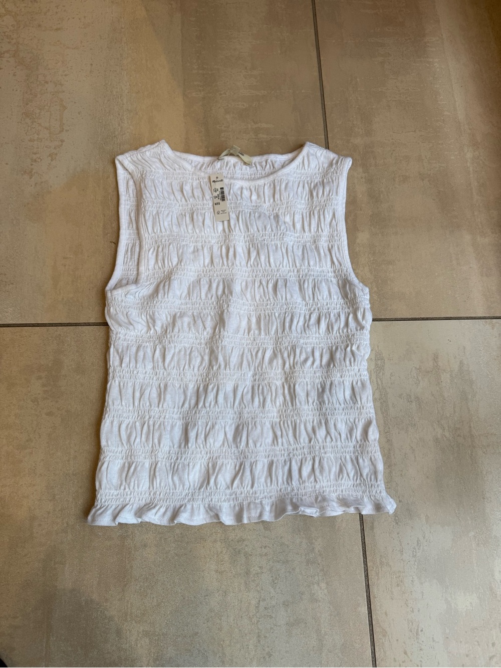 Madewell White Sleeveless Textured Tank Top